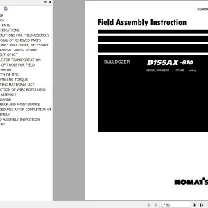 Komatsu D155AX-8E0 Field Assembly Manual GEN00193-01