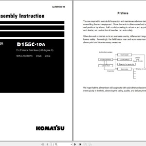Komatsu D155C-1 Extreme Cold (-50 degree C) Field Assembly Manual GEN00023-02