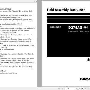 Komatsu D275AX-5E0 Field Assembly Manual GEN00116-05