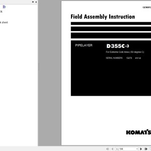 Komatsu D355C-3 Extreme Cold (-50 degree C) Field Assembly Manual GEN00127-04