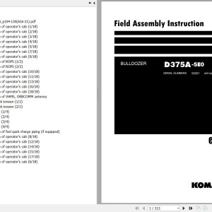 Komatsu D375A-5E0 Field Assembly Manual GEN00054-06