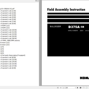 Komatsu D375A-5R Field Assembly Manual GEN00076-05