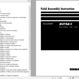 Komatsu D375A-8 Field Assembly Manual GEN00161-02