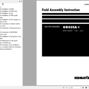 Komatsu GD825A-2 Field Assembly Manual GEN00256-00