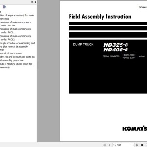 Komatsu HD325-8 HD405-8 Field Assembly Manual GEN00151-08