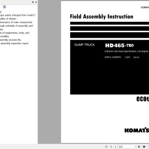 Komatsu HD465-7E0-40 Extreme Cold (-40 degree C) Field Assembly Manual GEN00184-03