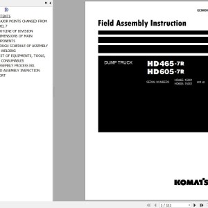 Komatsu HD465-7R HD605-7R Field Assembly Manual GEN00071-04