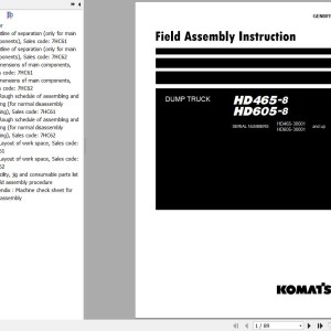 Komatsu HD465-8 HD605-8 Field Assembly Manual GEN00153-08