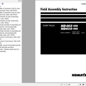 Komatsu HD465-8E0 HD605-8E0 Field Assembly Manual GEN00198-04