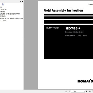Komatsu HD785-7 Drowsiness Detection System Field Assembly Manual GEN00223-03