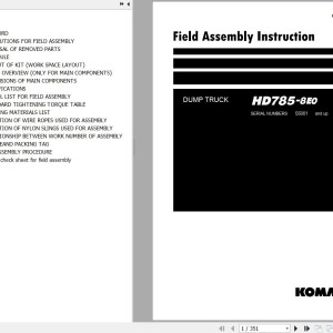 Komatsu HD785-8E0 Field Assembly Manual GEN00209-04