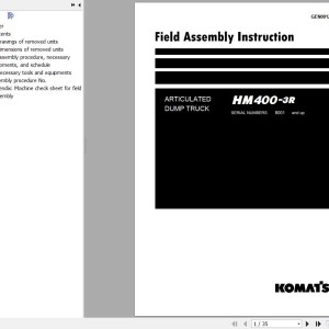 Komatsu HM400-3R Field Assembly Manual GEN00124-05