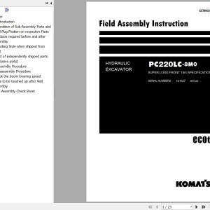 Komatsu PC220LC-8M0 Super Long Front Field Assembly Manual GEN00258-00