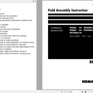 Komatsu PC600-8E0 to PC650LC-8E0 Field Assembly Manual GEN00101-04
