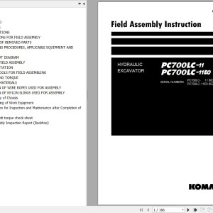 Komatsu PC700LC-11E0 PC700LC-11E0 Field Assembly Manual GEN00261-00