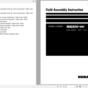 Komatsu WA500-8E0 Field Assembly Manual GEN00188-00