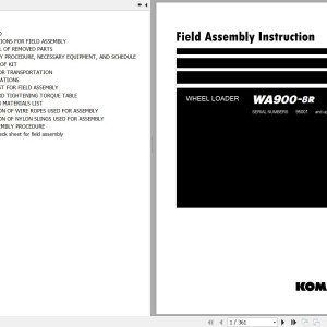 Komatsu WA900-8R Field Assembly Manual GEN00206-05