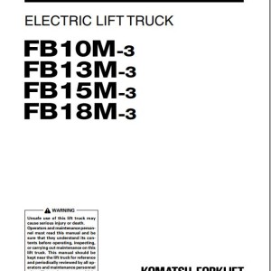 Komatsu FB10M-3 FB13M-3 FB15M-3 FB18M-3 Operation & Maintenance Manual AMA03EC1-01