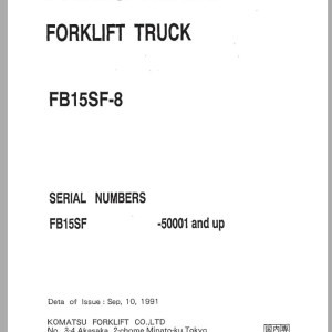 Komatsu FB15SF-8 Shop Manual PRA08SF-01