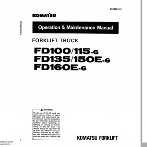 Komatsu FD115-6 Operation & Maintenance Manual AEE06E1-01