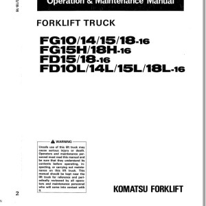 Komatsu FD18L-16 Operation & Maintenance Manual AEA16E1-02