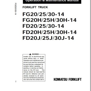Komatsu FD20J-12 Operation & Maintenance Manual AEB14E1-02