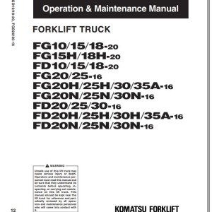 Komatsu FG18-20 Operation & Maintenance Manual AEB16E1-12