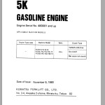 Komatsu FG20-11 Gasoline Engine 5K Parts Manual PGA5K00-01