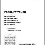 Komatsu FG20SHT-12 Operation & Maintenance Manual OM071