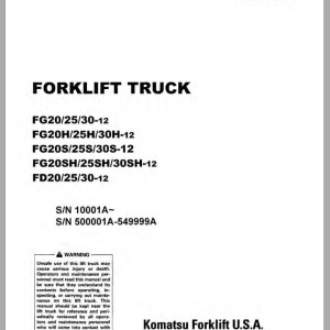 Komatsu FG25SHT-12 Operation & Maintenance Manual SEN05692-04b