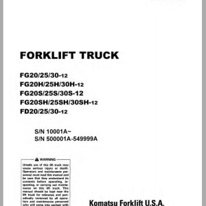 Komatsu FG25T-12 Operation & Maintenance Manual OM071