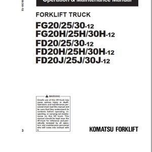 Komatsu FG30-12 Operation & Maintenance Manual AEB12E1-03