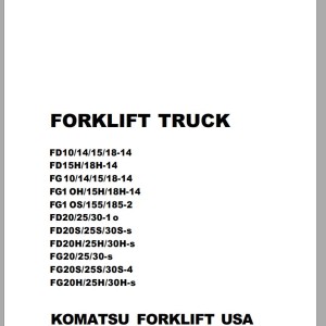 Komatsu FG35A-1 Operation & Maintenance Manual OM025