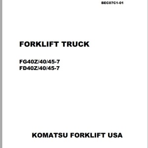 Komatsu FG40Z-7 FG40-7 FG45-7 FD40Z-7 FD40-7 FD45-7 FG45BCS-7 FG45ST-7 Shop Manual SM180