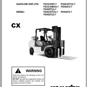 Komatsu FG40ZT-7 FG40-7 FG45-7 FD45-7 FD40ZT-7 FD40-7 Operation & Maintenance Manual OM049-1