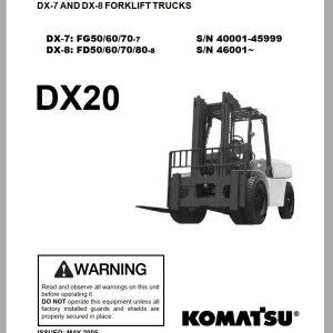 Komatsu FG50-7 FG60-7 FG70-7 FG50-8 FG60-8 FG70-8 DX20 Series Shop Manual SM141