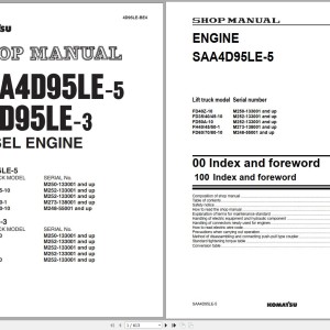 Komatsu SAA4D95LE-5 S4D95LE-3 Engine Shop Manual 4D95LE-BE4