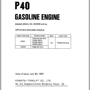 Nissan P40 Gasoline Engine Part Manual PGCP400-03