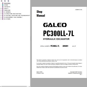 Komatsu PC300LL-7L Shop Manual CEBM012100