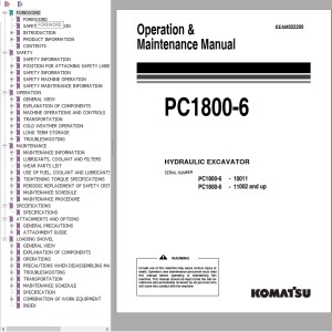 Komatsu PC1800-6 Operation & Maintenance Manual EEAM022200