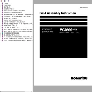 Komatsu PC2000-11R Field Assembly Instructions GEN00218-02