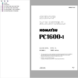 Komatsu PC1600-1 Shop Manual SEBM021TA103