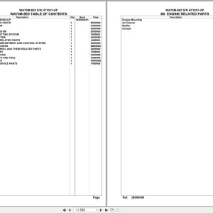 Komatsu WA70M-8E0 SN H71051-UP Spare Parts Catalog PDF