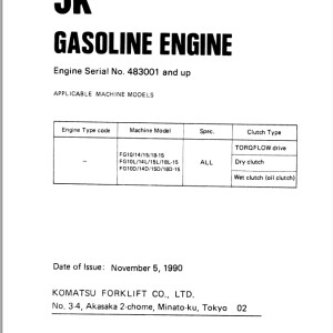 Komatsu 5K Part Book PGA5K00-01