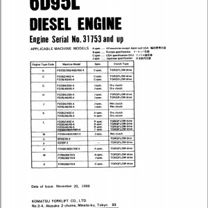 Komatsu 6D95L Part Book 6D95L-PNE7