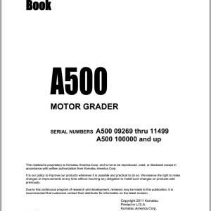 Komatsu A500 Part Book 3851R2