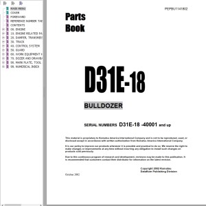 Komatsu D31E-18 Part Book PEPDU1141802