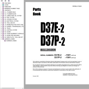 Komatsu D37E-2 D37P-2 Part Book PEPDU1170201