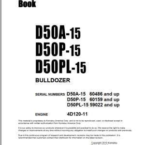 Komatsu D50A-15 D50P-15 D50PL-15 Part Book D50AP15PE16