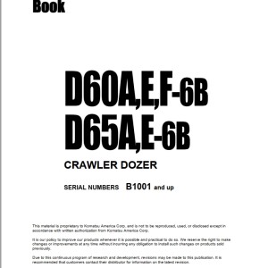 Komatsu D60A-6B D60E-6B D60F-6B D65A-6B D65E-6B Part Book PPPBBR140063